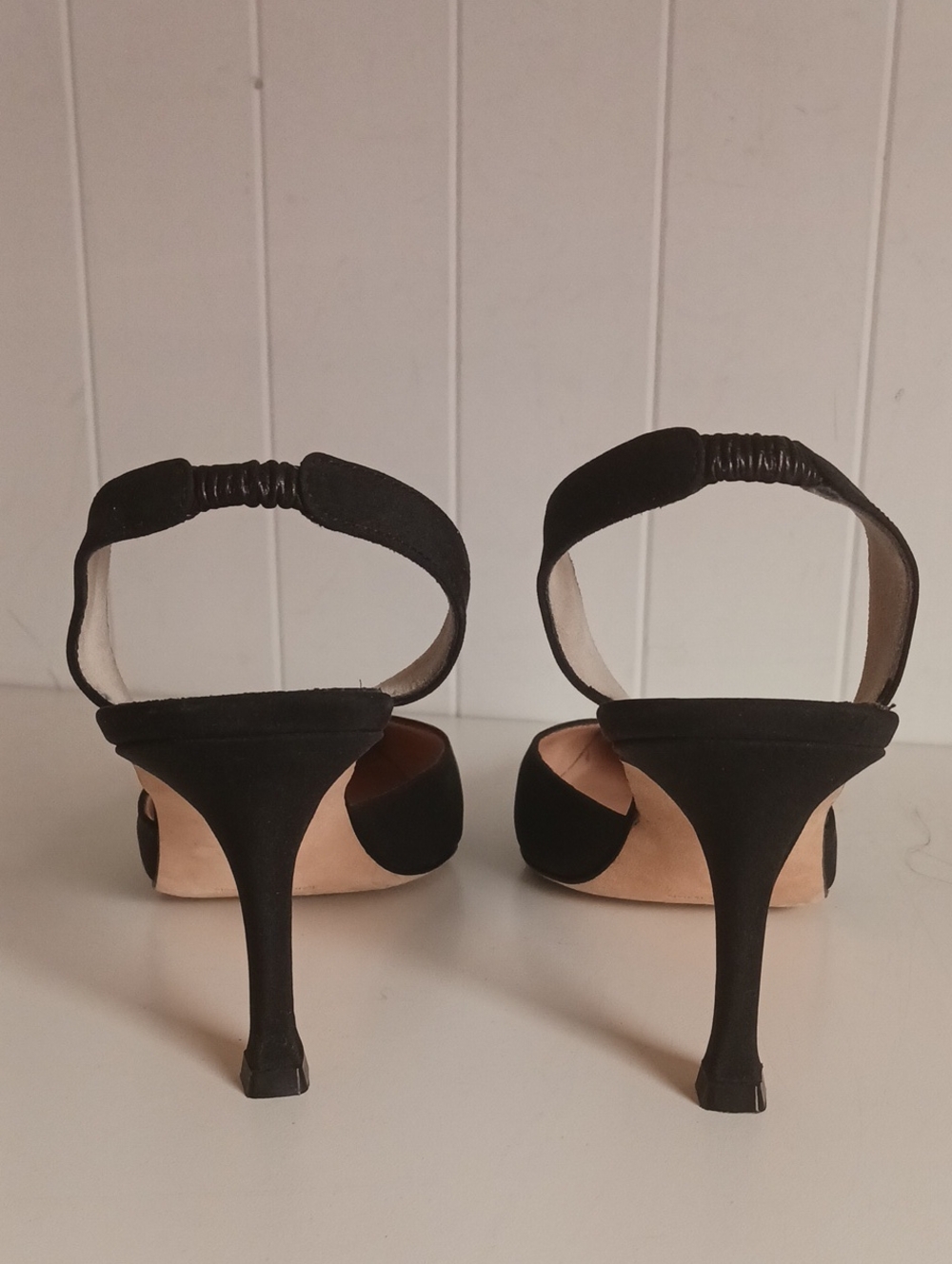 MANOLO BLAHNIK BLK FABRIC SLING BACK SHOES - Picture 2 of 9